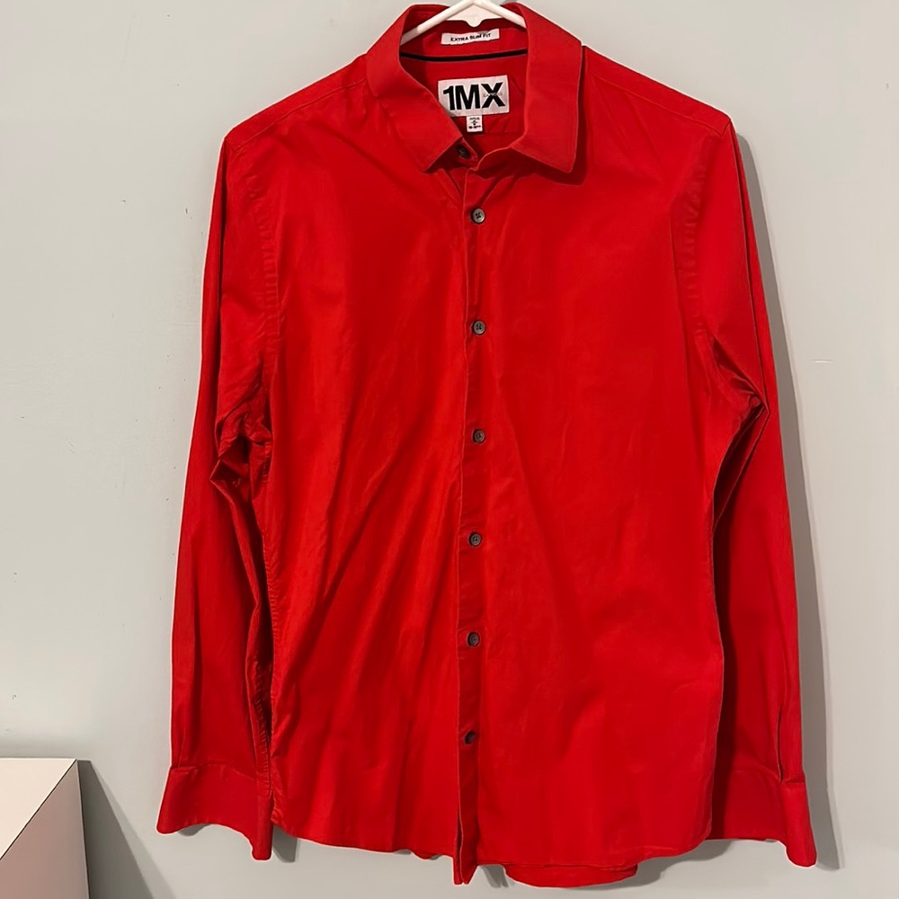 Express Men’s 1MX Medium Red Dress Shirt